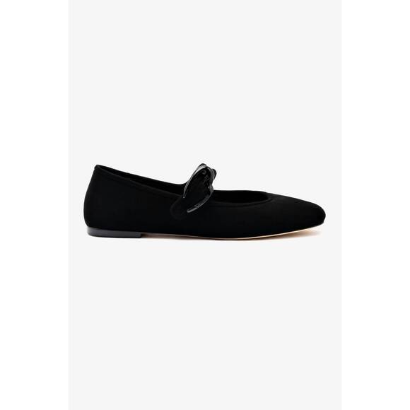 NEW LARROUDE women\'s verona ballet flat shoes in black suede